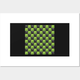 Black and Green Checkered Squares Posters and Art